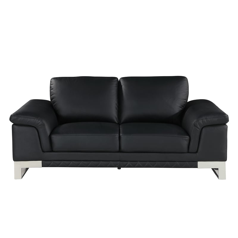 Titan Furnishings Genuine Italian Leather Reclining Sofa and Loveseat in Black
