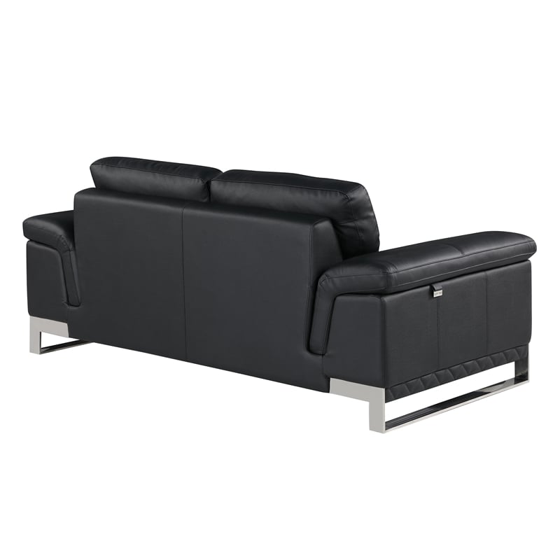Titan Furnishings Genuine Italian Leather Reclining Sofa and Loveseat in Black