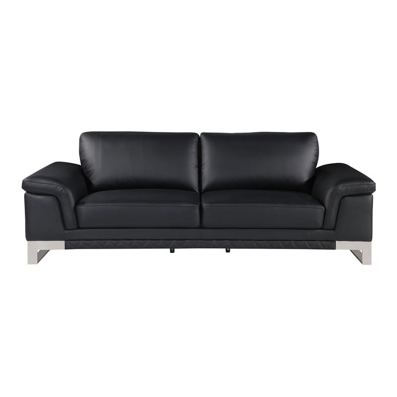 Titan Furnishings Genuine Italian Leather Reclining Sofa and Loveseat in Black