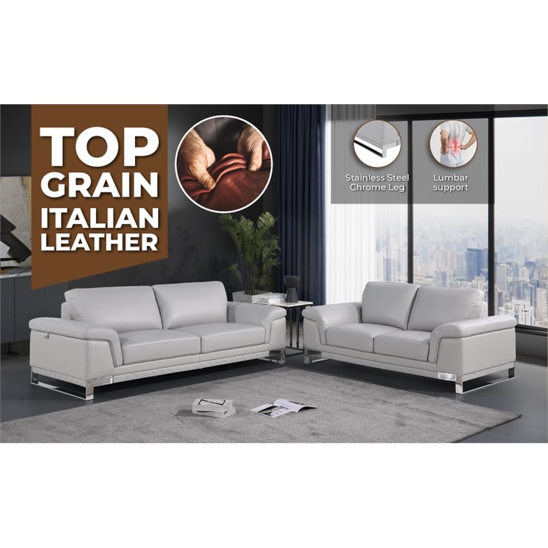 Titan Furnishings Genuine Italian Leather Reclining Sofa and Loveseat in Black