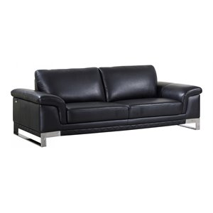 Titan Furnishings Modern Genuine Italian Leather Sofa in Black