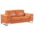 Titan Furnishings Genuine Italian Leather Upholstered Sofa Set in Camel Brown
