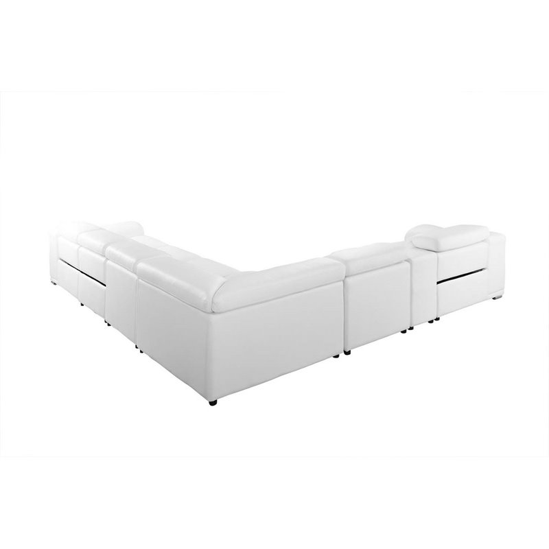 Titan Furnishings 8-Piece 2-Console 3-Power Reclining Leather Sectional in White