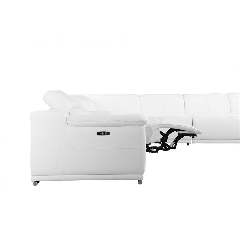 Titan Furnishings 7-Piece 1 Console 4-Power Reclining Leather Sectional in White