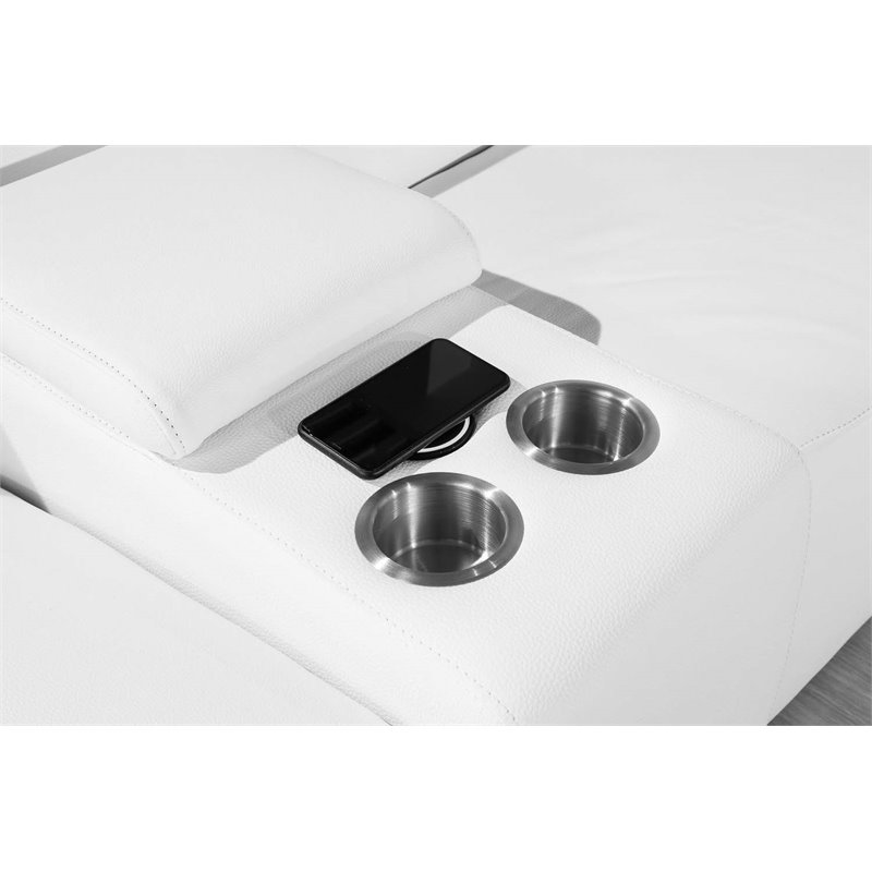 Titan Furnishings 7-Piece 1 Console 4-Power Reclining Leather Sectional in White