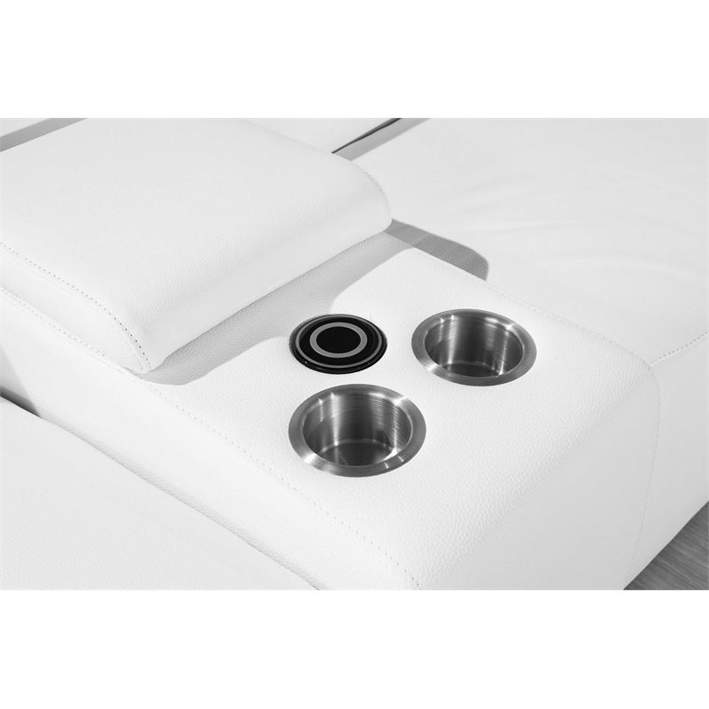 Titan Furnishings 7-Piece 1 Console 4-Power Reclining Leather Sectional in White