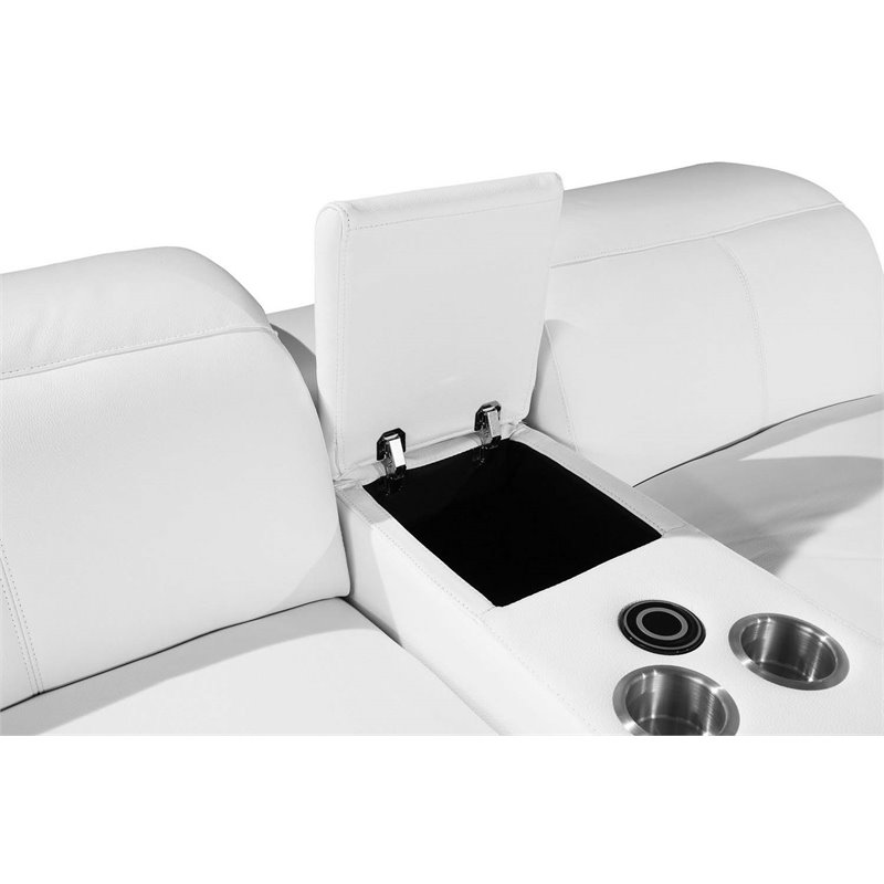 Titan Furnishings 7-Piece 1 Console 4-Power Reclining Leather Sectional in White
