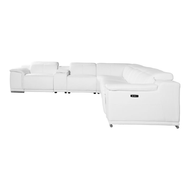 Titan Furnishings 8-Piece 2-Console 4-Power Reclining Leather Sectional in White