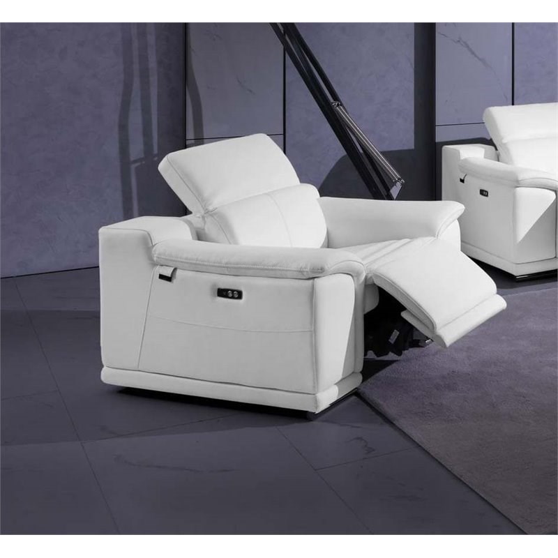 Titan Furnishings Genuine Italian Leather Power Reclining Chair in White