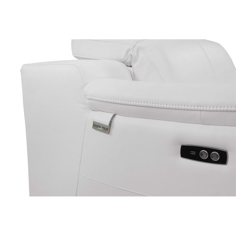Titan Furnishings Genuine Italian Leather Power Reclining Chair in White