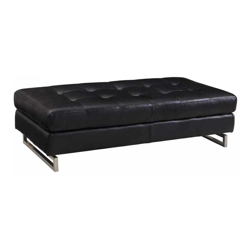 Titan Furnishings Modern Faux Leather Upholstered Ottoman in Black