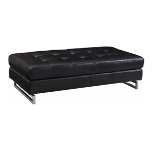 Titan Furnishings Modern Faux Leather Upholstered Ottoman in Black