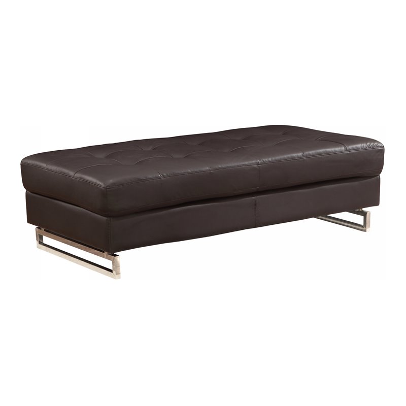Titan Furnishings Modern Faux Leather Upholstered Ottoman in Brown