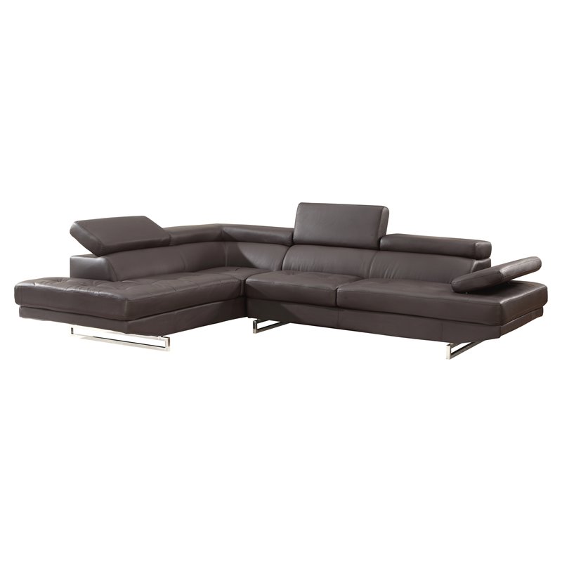 Titan Furnishings Faux Leather Sectional with Right Arm Facing in Brown Color