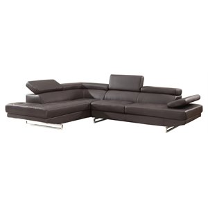 Titan Furnishings Faux Leather Sectional with Right Arm Facing in Brown Color