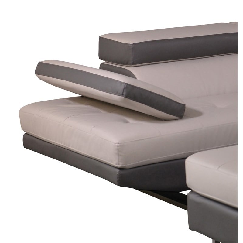 Titan Furnishings Faux Leather Sectional with Left Arm Facing in L Gray/D Gray