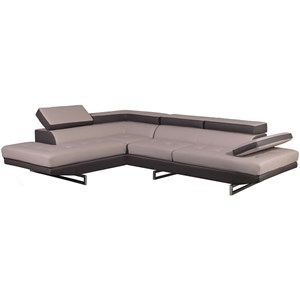 Titan Furnishings Faux Leather Sectional with Left Arm Facing in L Gray/D Gray