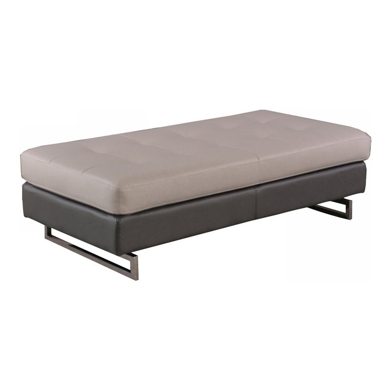 Titan Furnishings Modern Faux Leather Upholstered Ottoman in Beige/Black
