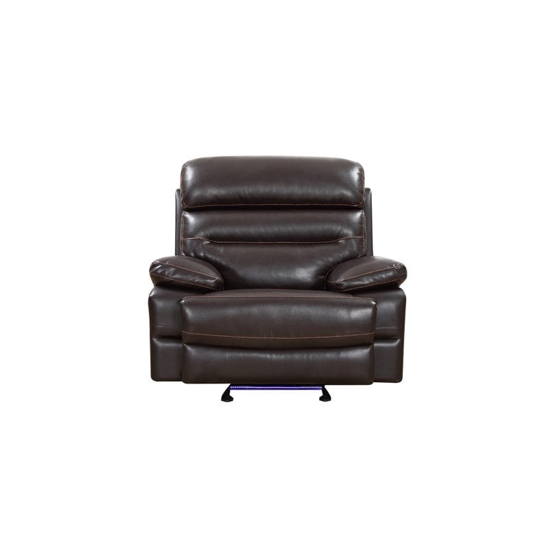 Titan Furnishings Modern Faux Leather Power Reclining Chair in Brown