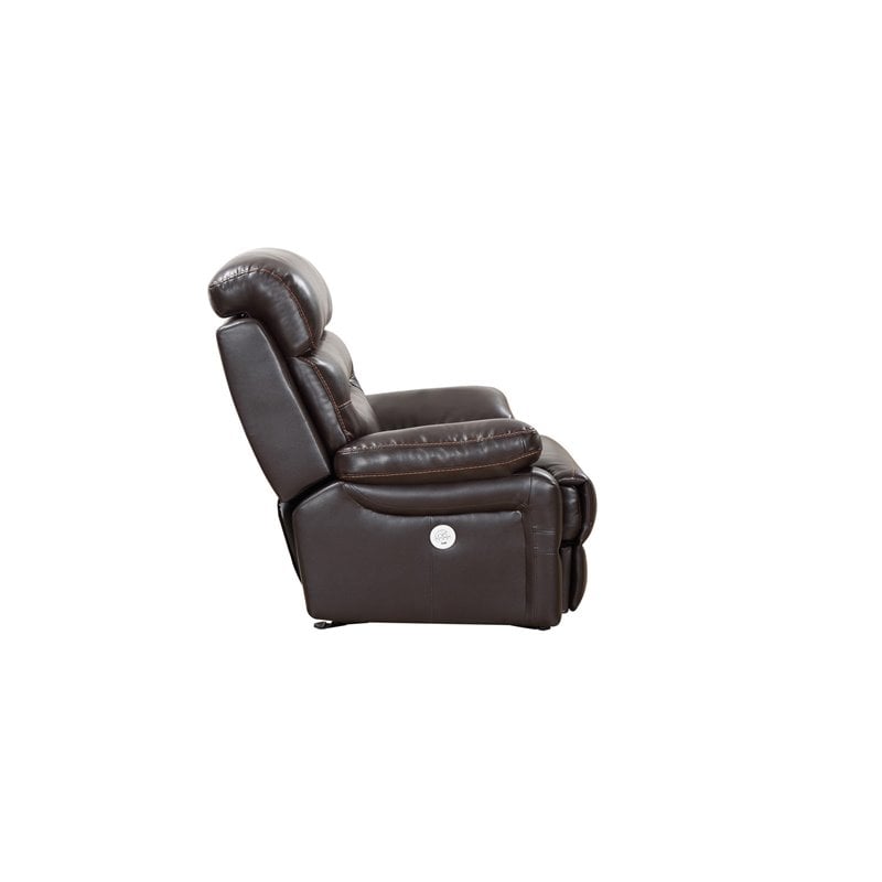 Titan Furnishings Modern Faux Leather Power Reclining Chair in Brown