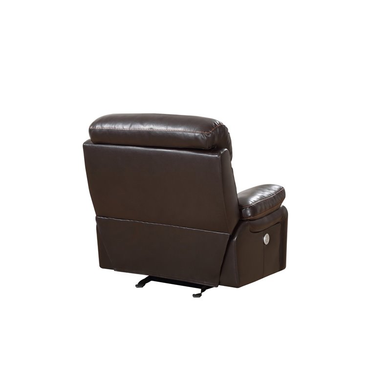 Titan Furnishings Modern Faux Leather Power Reclining Chair in Brown