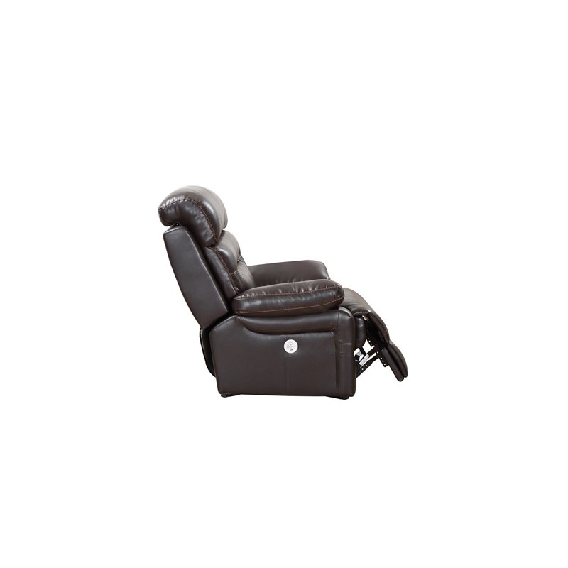 Titan Furnishings Modern Faux Leather Power Reclining Chair in Brown