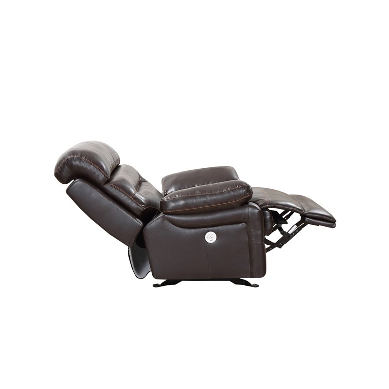 Titan Furnishings Modern Faux Leather Power Reclining Chair in Brown