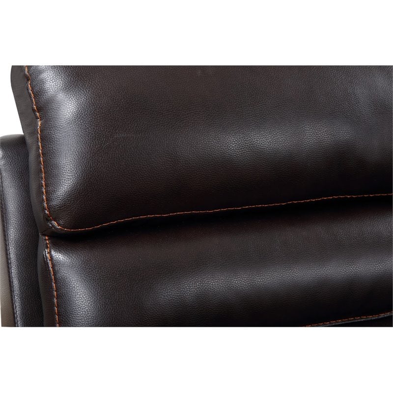 Titan Furnishings Modern Faux Leather Power Reclining Console Loveseat in Brown
