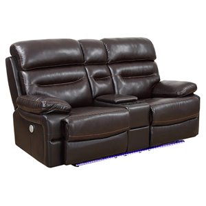 titan furnishings modern leather air power reclining console loveseat