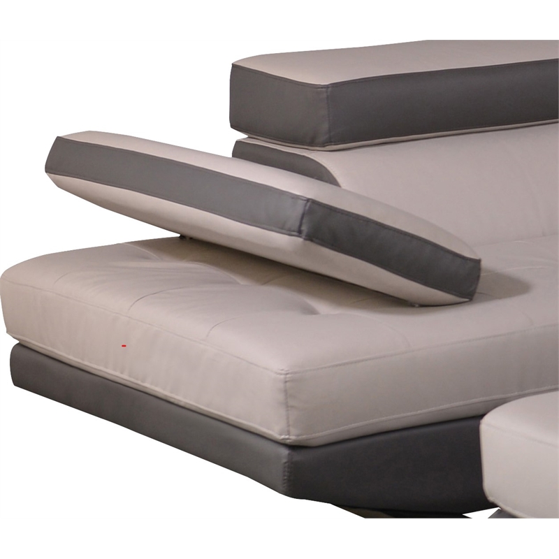 Titan Furnishings Faux Leather Sectional with Right Arm Facing in L Gray/D Gray