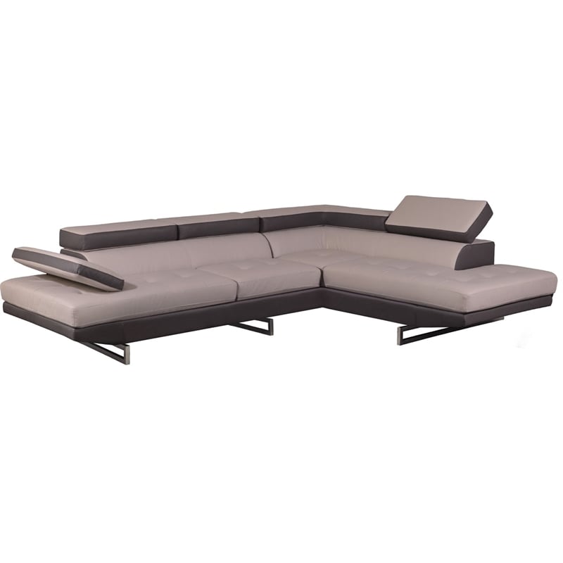 Titan Furnishings Faux Leather Sectional with Right Arm Facing in L Gray/D Gray