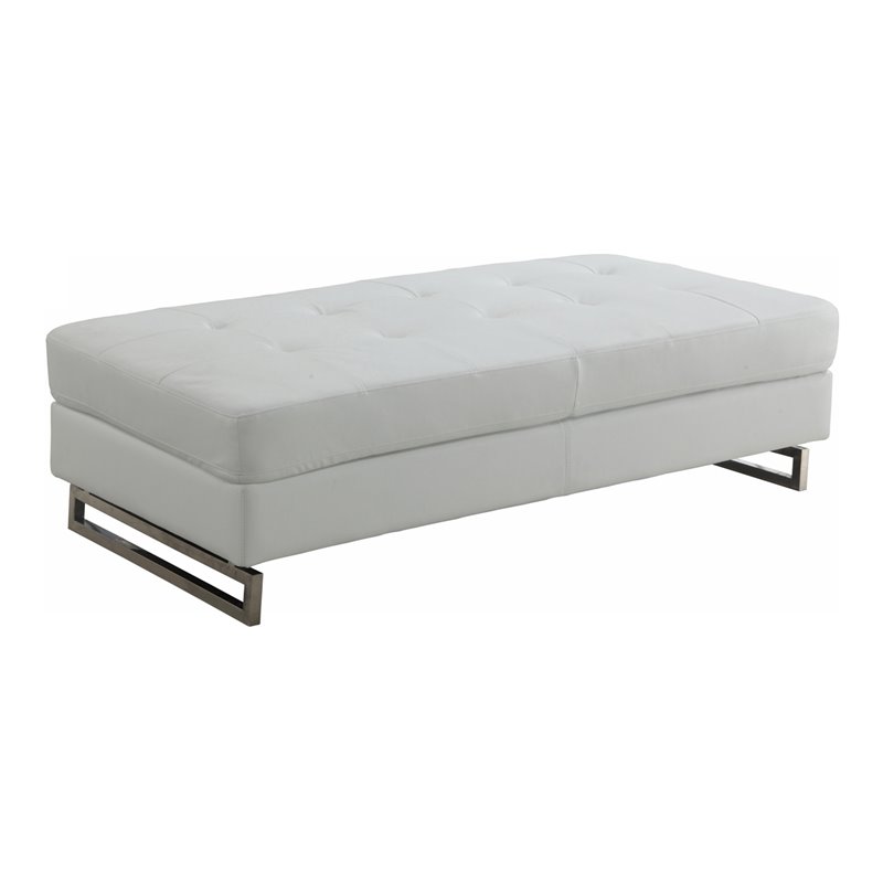 Titan Furnishings Modern Faux Leather Upholstered Ottoman in White