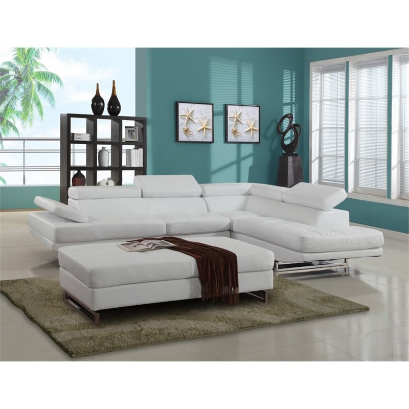 Titan Furnishings Faux Leather Sectional with Right Arm Facing in White