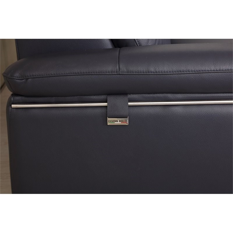 Titan Furnishings Modern Genuine Italian Leather Sectional in Blue