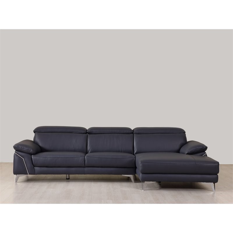 Titan Furnishings Modern Genuine Italian Leather Sectional in Blue
