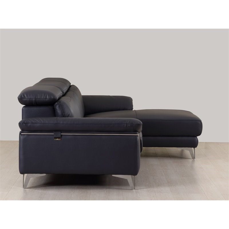 Titan Furnishings Modern Genuine Italian Leather Sectional in Blue