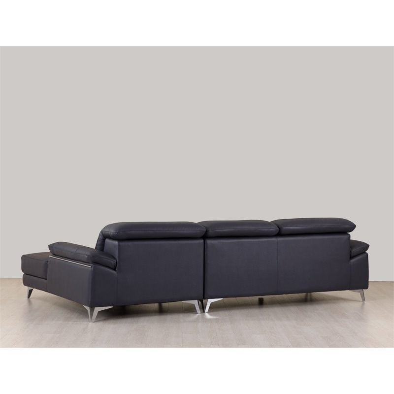 Titan Furnishings Modern Genuine Italian Leather Sectional in Blue