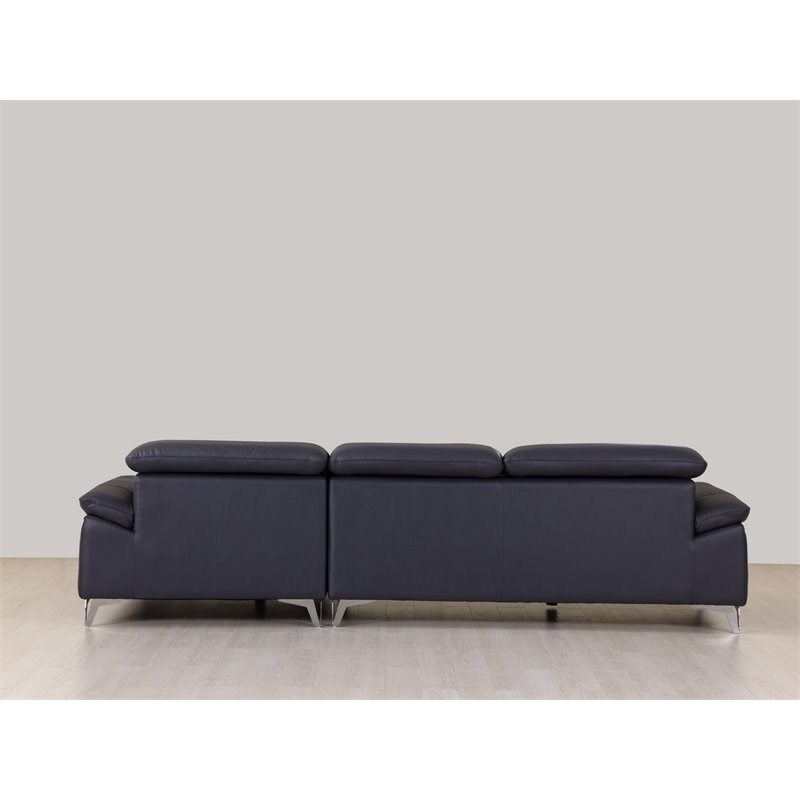 Titan Furnishings Modern Genuine Italian Leather Sectional in Blue