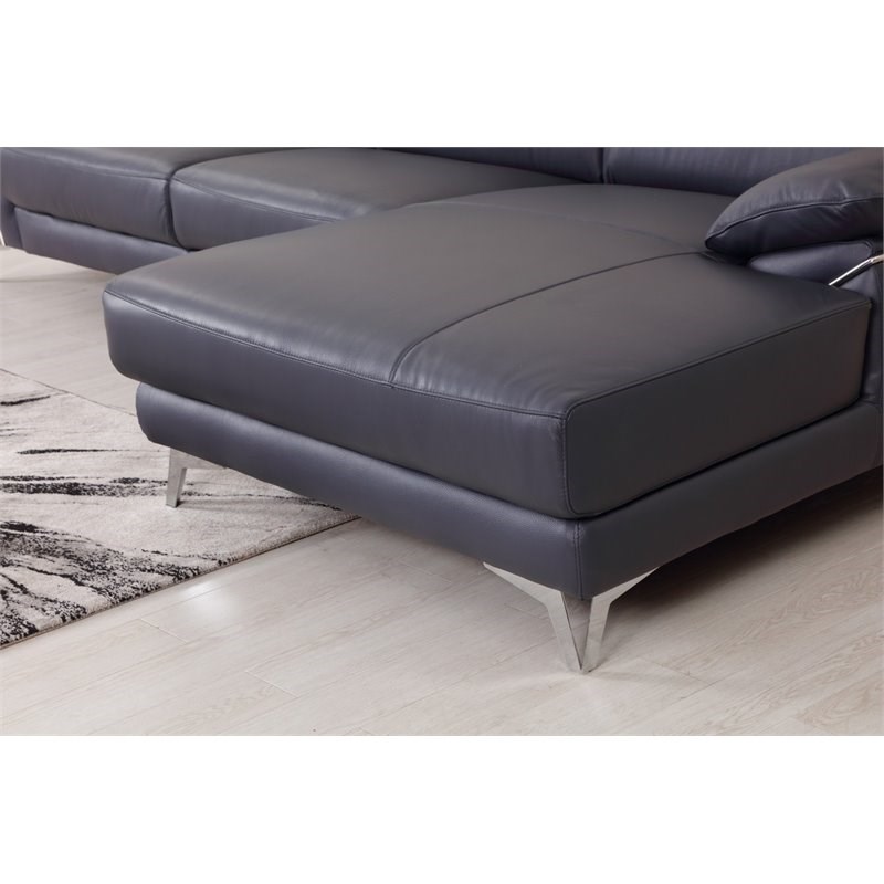 Titan Furnishings Modern Genuine Italian Leather Sectional in Blue