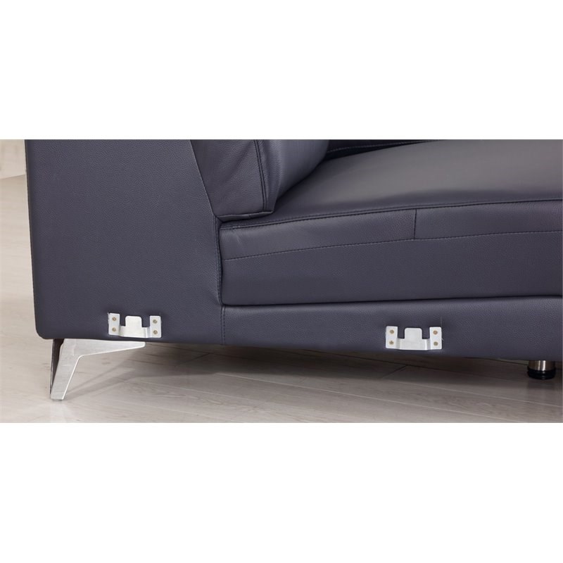 Titan Furnishings Modern Genuine Italian Leather Sectional in Blue