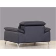 Titan Furnishings Modern Genuine Italian Leather Upholstered Sofa Set in Navy