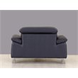 Titan Furnishings Modern Genuine Italian Leather Upholstered Sofa Set in Navy