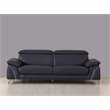 Titan Furnishings Modern Genuine Italian Leather Upholstered Sofa Set in Navy