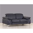 Titan Furnishings Modern Genuine Italian Leather Upholstered Sofa Set in Navy