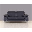 Titan Furnishings Modern Genuine Italian Leather Upholstered Sofa Set in Navy