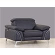 Titan Furnishings Modern Genuine Italian Leather Upholstered Sofa Set in Navy