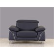 Titan Furnishings Modern Genuine Italian Leather Upholstered Sofa Set in Navy