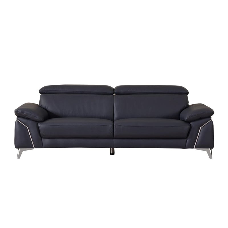 Titan Furnishings Modern Genuine Italian Leather Sofa & Loveseat Set in Navy