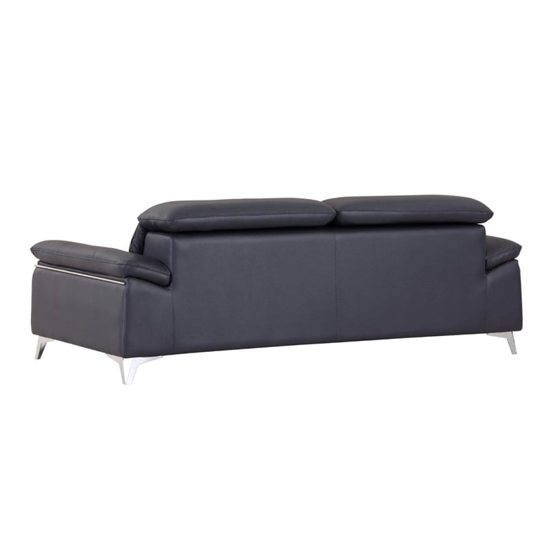 Titan Furnishings Modern Genuine Italian Leather Sofa & Loveseat Set in Navy