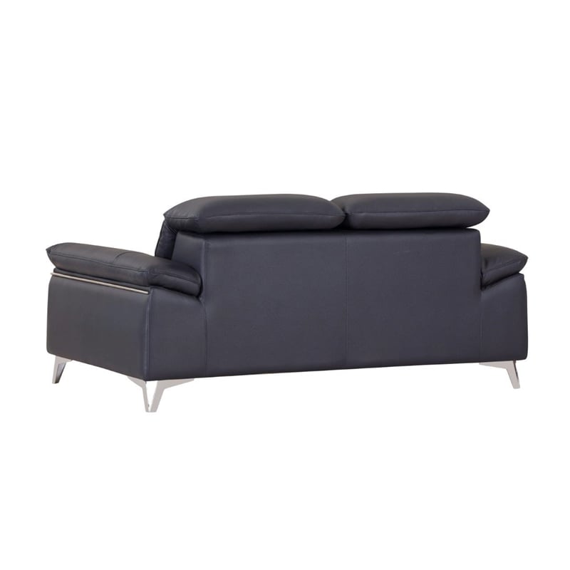 Titan Furnishings Modern Genuine Italian Leather Sofa & Loveseat Set in Navy